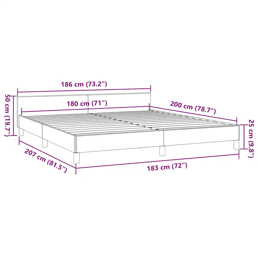 Giroletto senza Materasso Grigio Scuro 180x200 cm Tessuto 347432