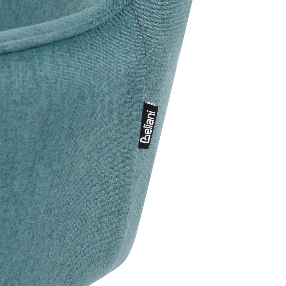 Set di 2 sedie da pranzo girevoli in tessuto blu foglia di tè con braccioli e schienale in metallo nero con gambe in stile retrò