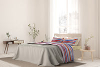 Set Lenzuola 1 Piazza e Mezzo con Stampa Sopra Sotto e Federe Strisce