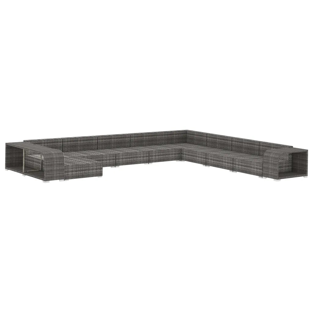 Set Divani da Giardino 11 pz con Cuscini in Polyrattan Grigio cod mxl 36930
