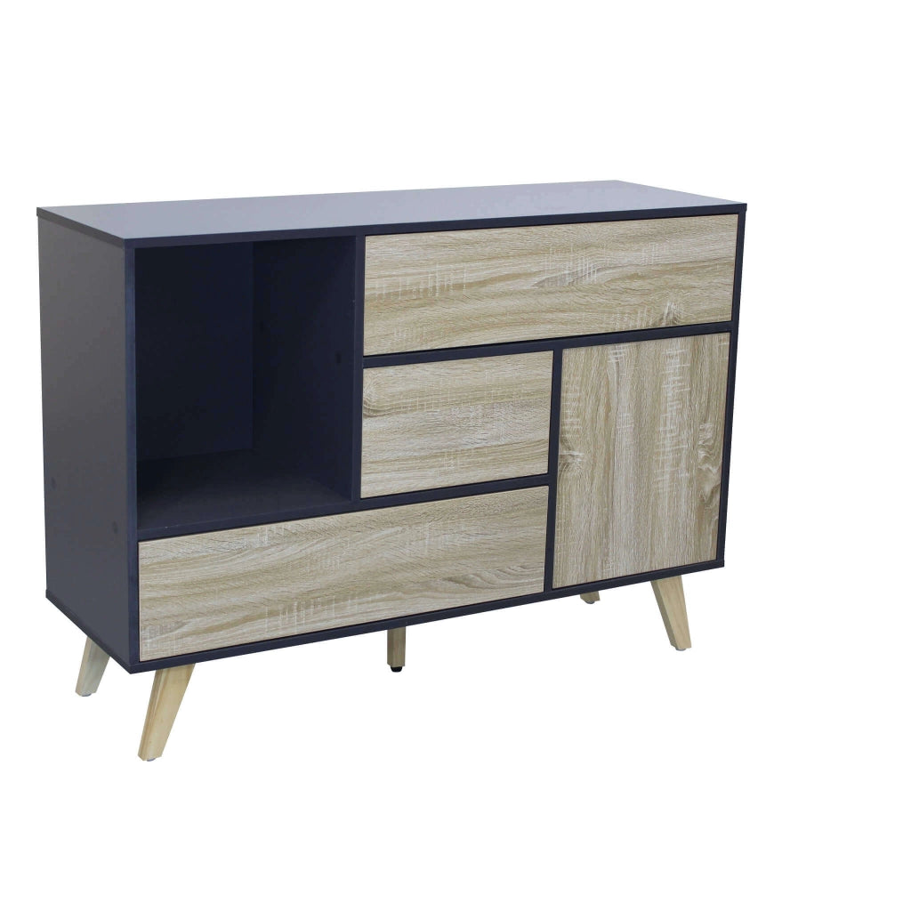 MOBILE EMORY GRIGIO E NATURALE CON ANTA E 3 CASSETTI 119 X 39,5 X H85,6 CM