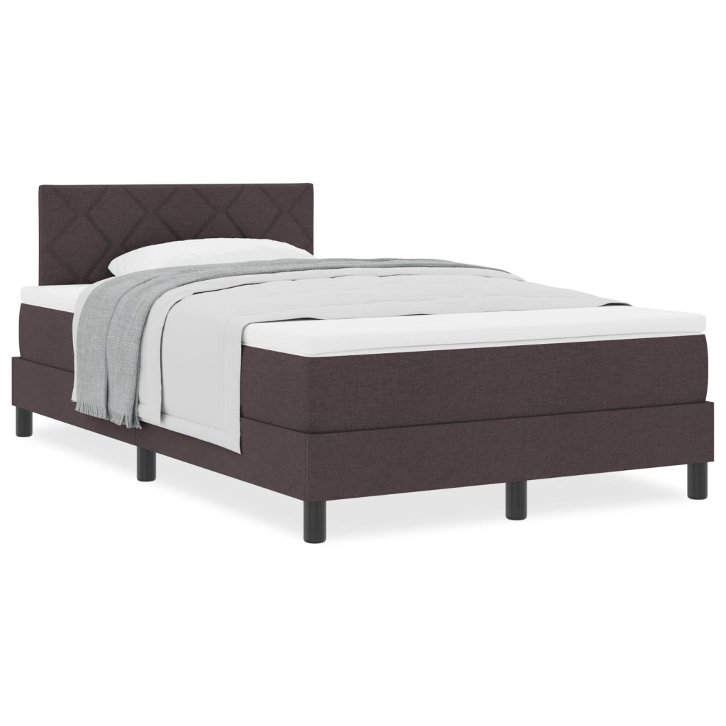 Letto con Rete a Molle Marrone Scuro 120x190 cm Tessuto