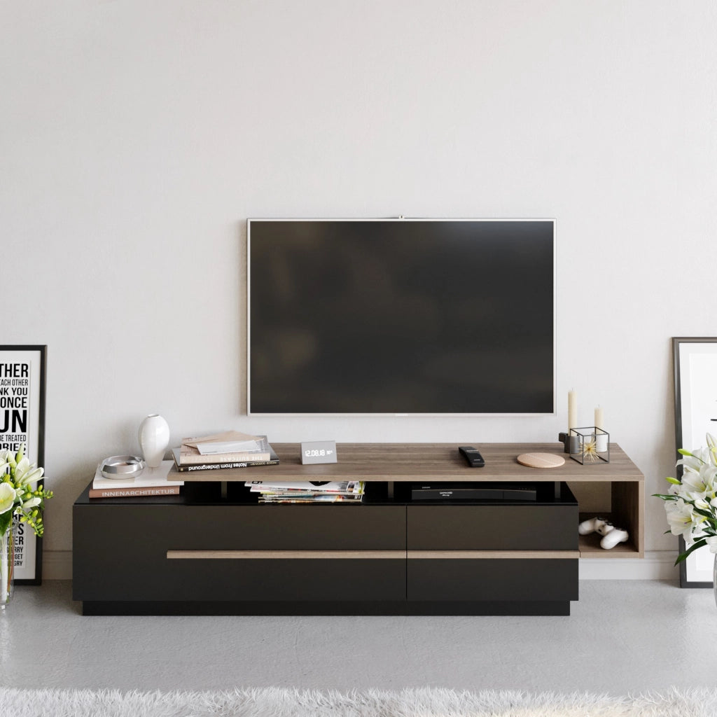 Porta TV in legno "Basak" - 180 x 40 x 46 cm - Nero