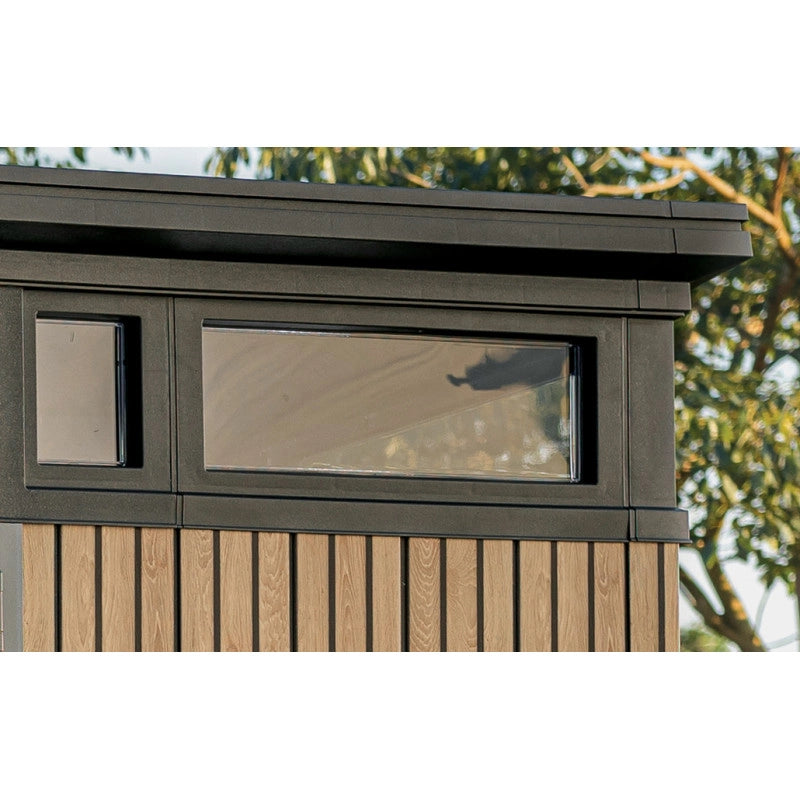 Casetta da giardino in resina effetto legno EVOTECH+ 279x218 cm - pavimento e doppia porta - carico neve 150 kg/m² – Pent 9x7 Signature Venetian - Keter