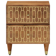 Comodini 2pz-Set di 2 Tavolino da notte 40x33x46 cm in Legno Massello di Mango 804068