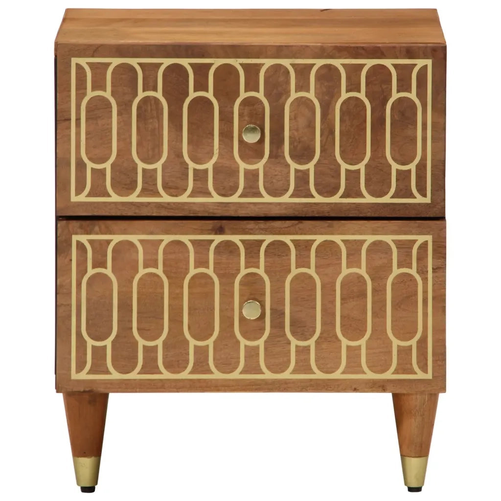 Comodini 2pz-Set di 2 Tavolino da notte 40x33x46 cm in Legno Massello di Mango 804068