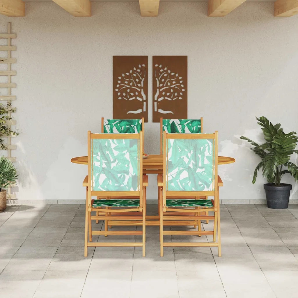 Set da Pranzo per Giardino 5 pcs Motivo Foglia