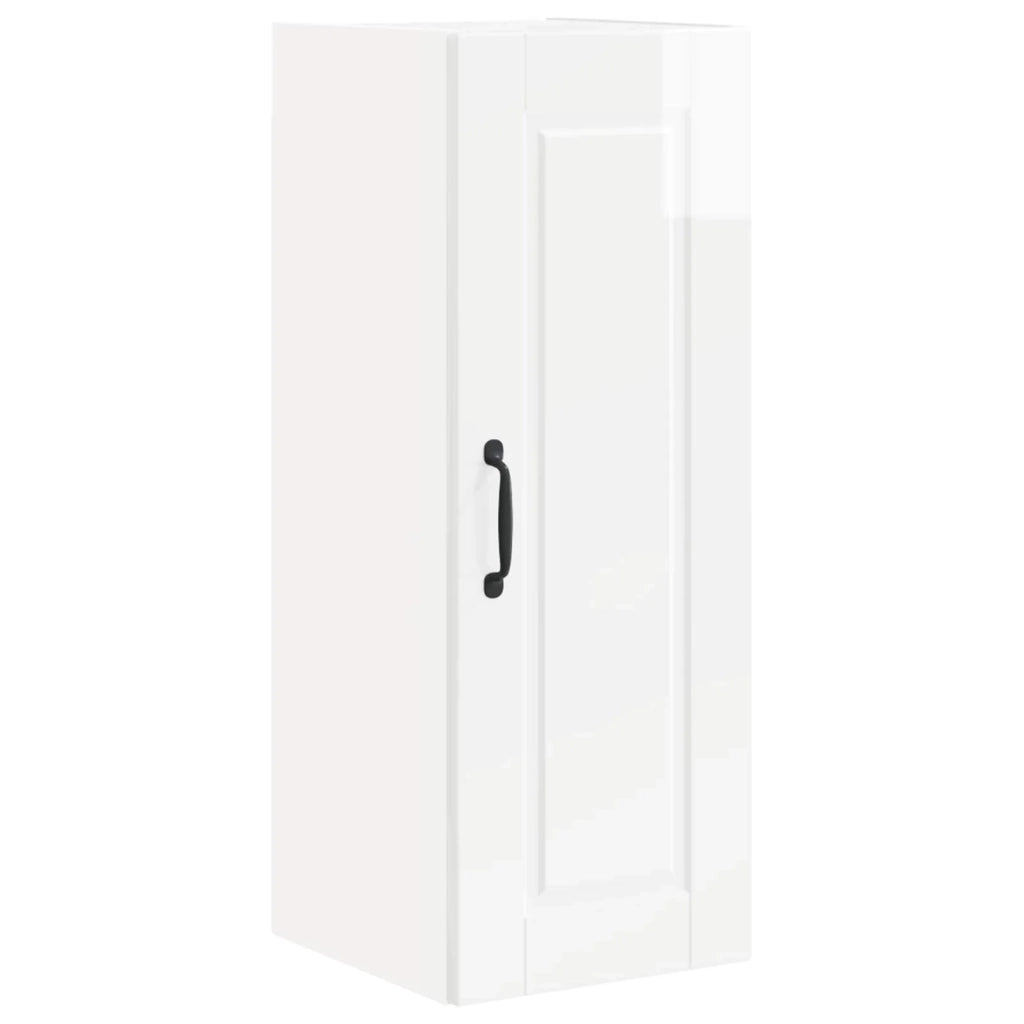 Set di 2 pensili da cucina moderni pratici per riporre oggetti 30 x 31 x 80 cm realizzati in legno composito bianco lucido 02_0054358