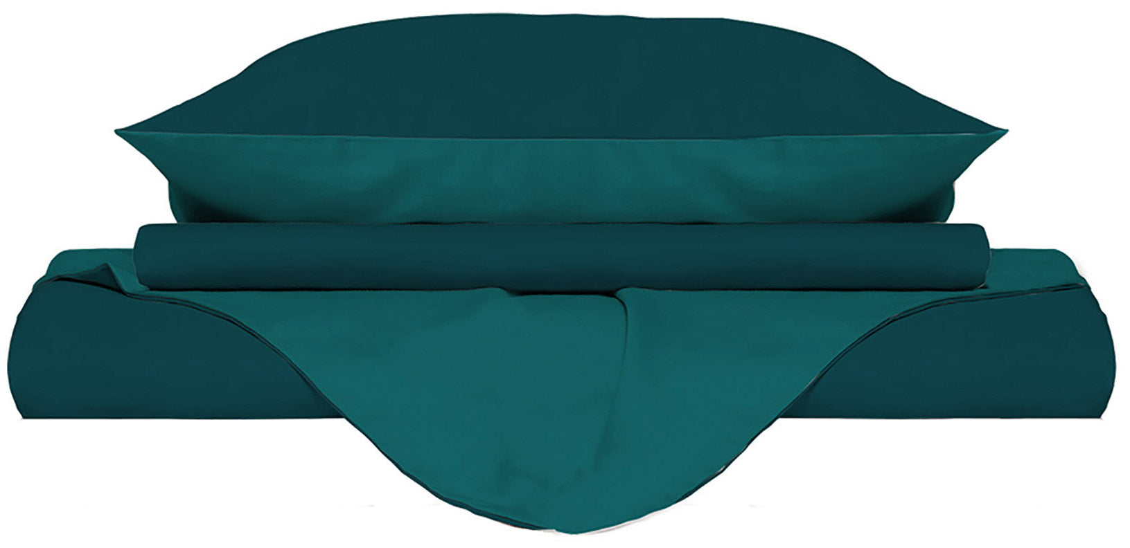 Copripiumino con Sacco e Federe Doubleface Verde Petrolio/Verde Bottiglia 1 Piazza e Mezzo