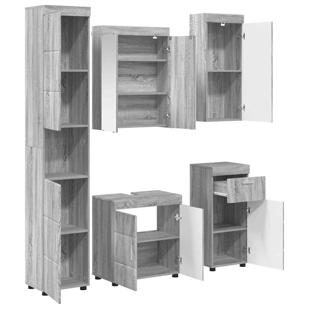 Set di mobili per il bagno con cassetto TULUM Grigio Sonoma
