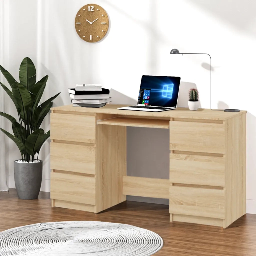 Scrivania | Tavolo da Ufficio Rovere Sonoma 140x50x77 cm in Legno Multistrato