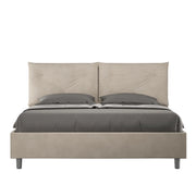 Letto imbottito Matrimoniale 160x210 cm Appia - Con rete,Microfibra,Sabbia