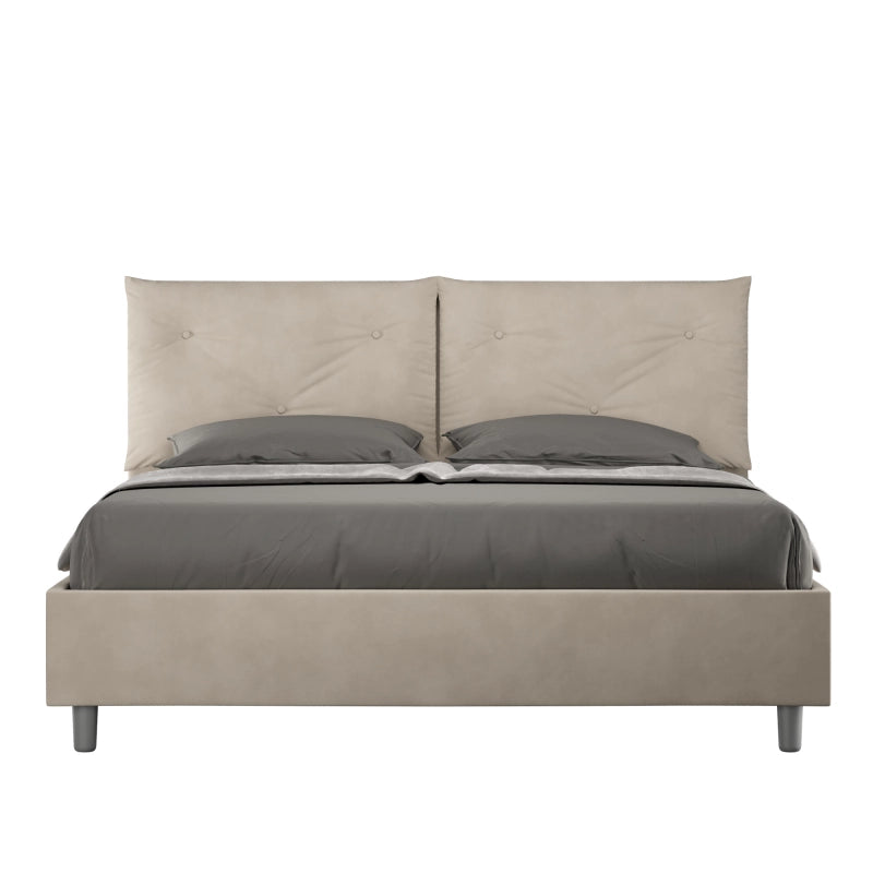 Letto imbottito Matrimoniale 160x210 cm Appia - Con rete,Microfibra,Sabbia