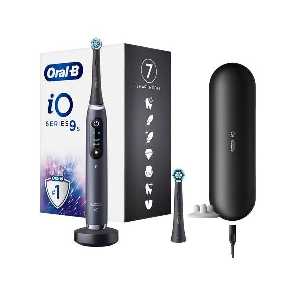 Oral-b io spazzolino elettrico ricaricabile 9s nero, 2 testine, 1 custodia da viaggio ricaricabile - 4210201408864