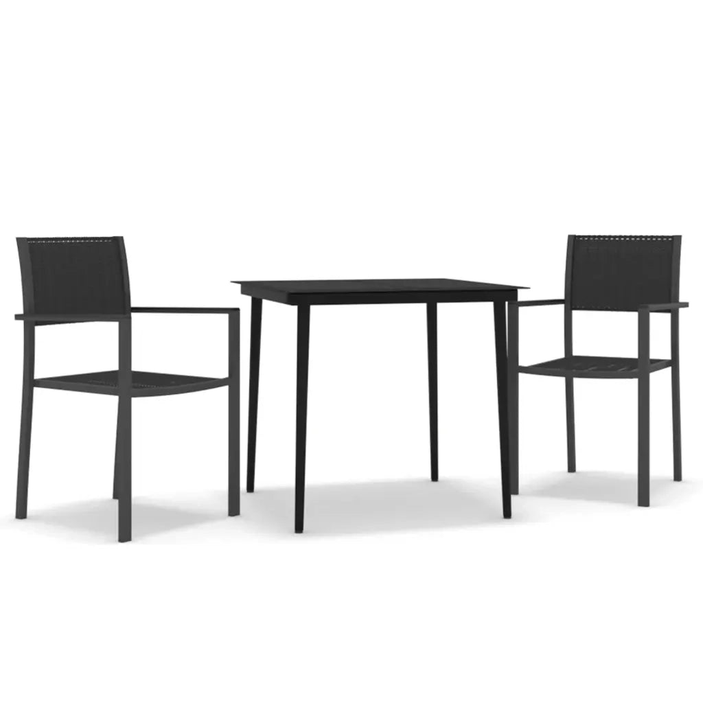 Set da Pranzo da Giardino 3 pz | Set Salotto da Giardino Nero