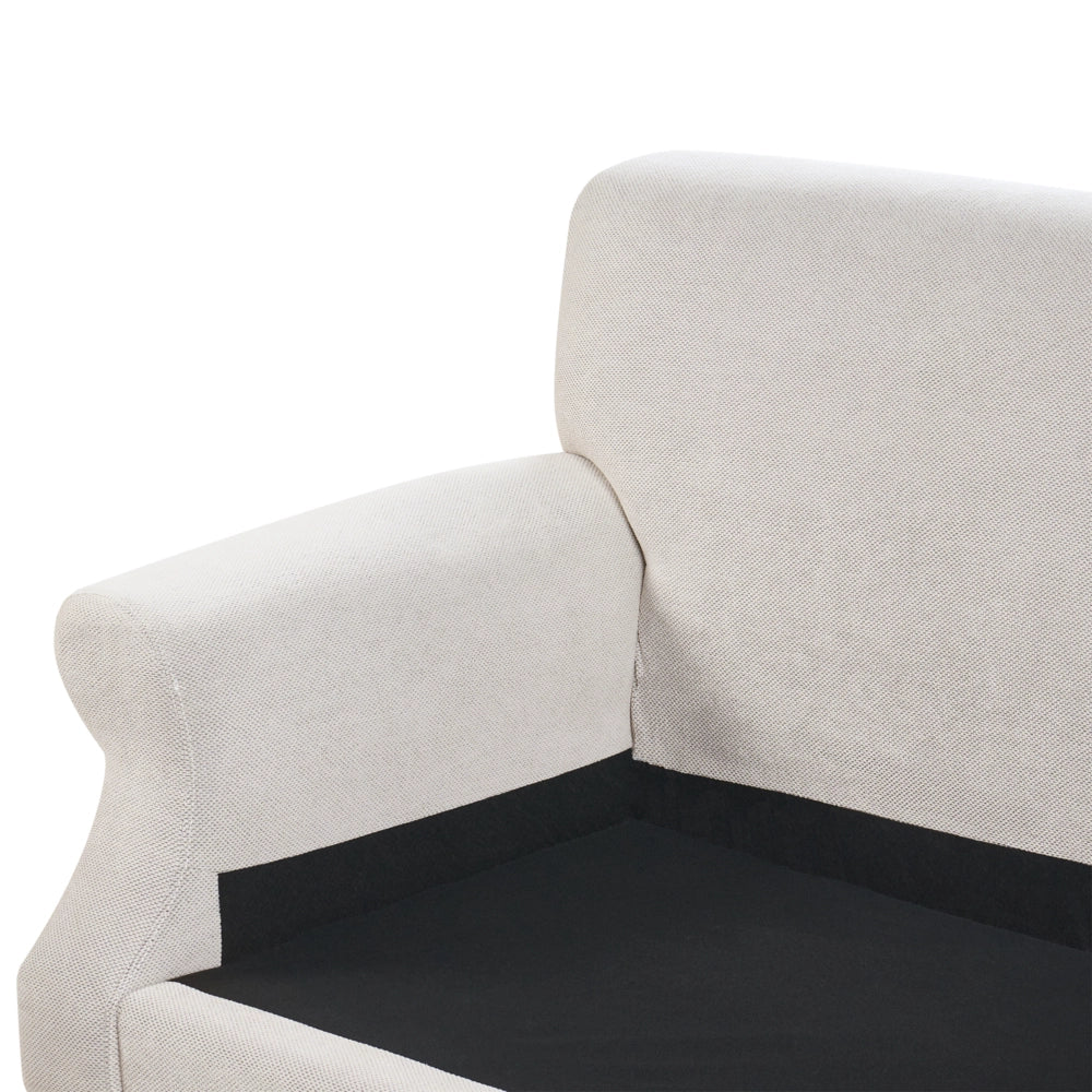 Divano con 6 cuscini Rivestimento in tessuto bianco sporco Gambe in legno chiaro 2 posti