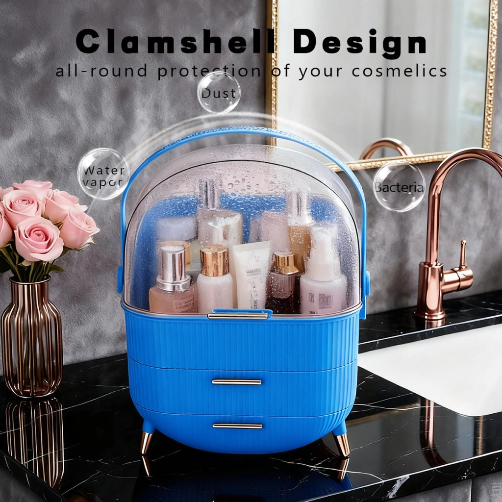 ZMH Porta trucchi da scrivania con più cassetti contenitore per cosmetici blu scuro 26 x 16 x 33 cm