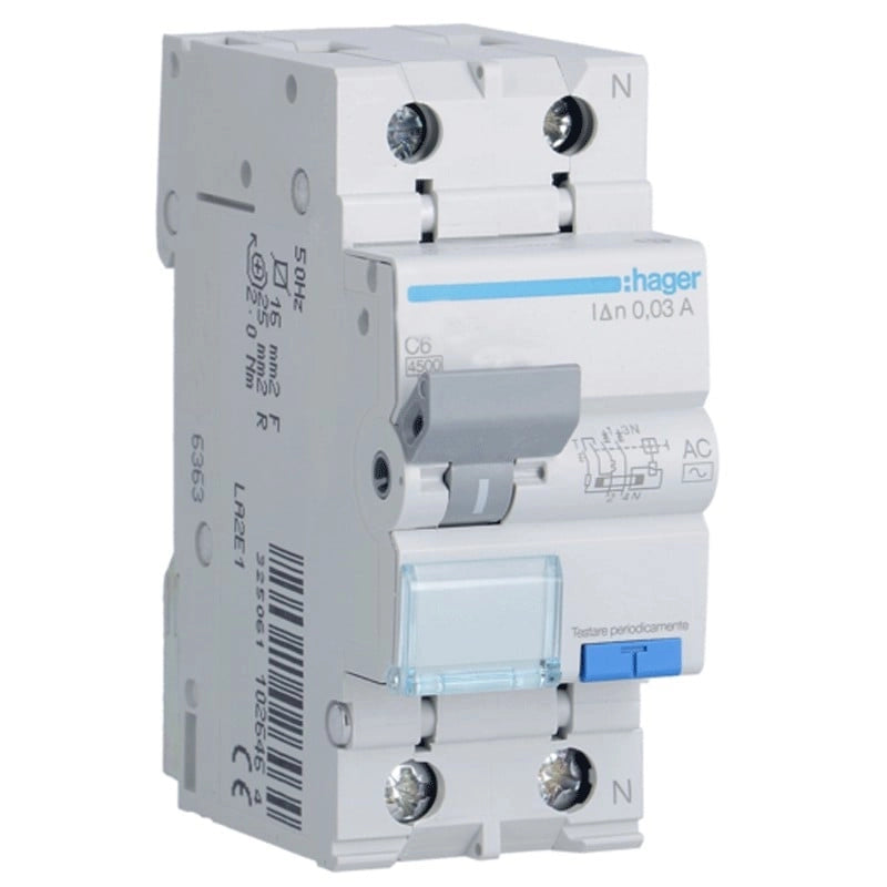 Interruttore Magnetotermico Differenziale 1P+N 4.5Ka C-10A 30Ma Ac 2M