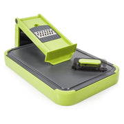 Trade Shop - Mandolina Tagliere 6 In 1 Con Lame Ultra Resistenti Design Compatto Verde Grigio Cucina -