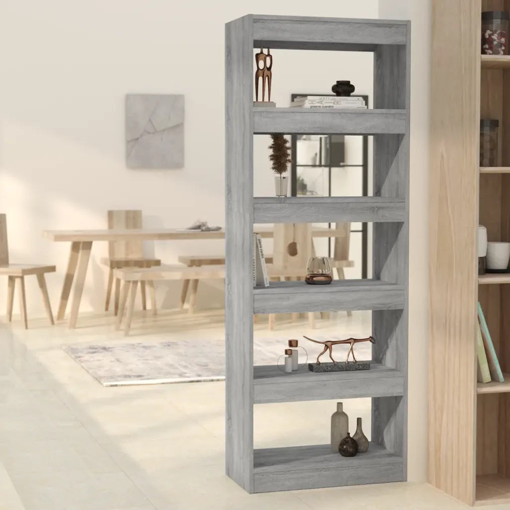 Libreria Divisorio-Scaffale per Libri-Mobile di Stoccaggio Grigio Sonoma 60x30x166 cm in Truciolato