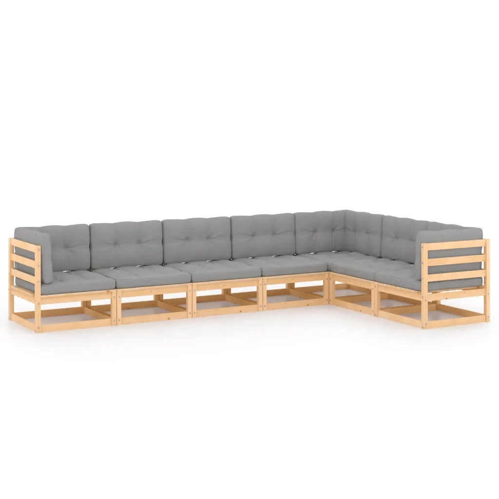 Set Salotto Giardino 7 pz Cuscini Antracite Legno Massello Pino 3076794