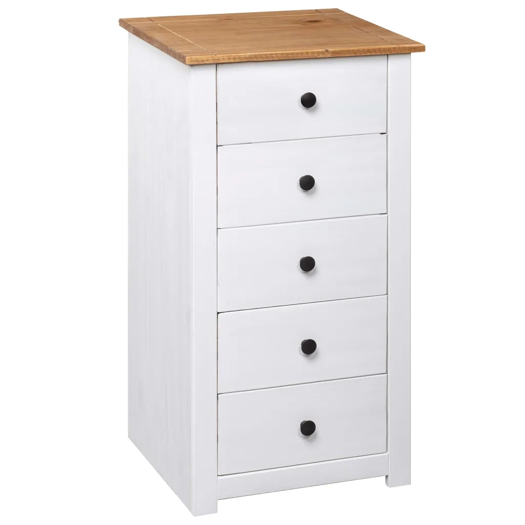 Credenza Bianca 46x40x89 cm in Legno Massello di Pino Panama 282651