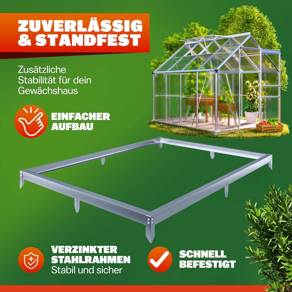 ® Base per Serra 250x190cm in Acciaio Zincato Telaio Serre Ancoraggio a Terra Basi per Serre Fondamenta Telaio Fissaggio al Terreno