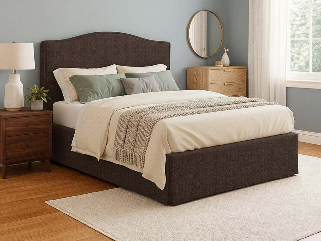 Bebington, Letto Matrimoniale Sfoderabile Made in Italy, Marrone