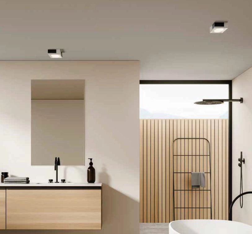 VELIA lampada a soffitto 1 luce attacco GX53 Nera in alluminio e gesso