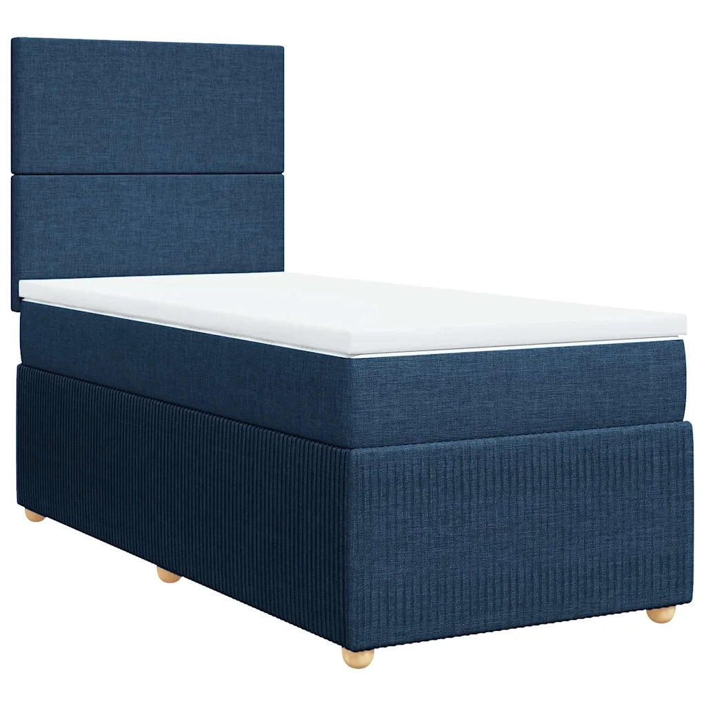 vidaXL Giroletto a Molle con Materasso Blu 100x200 cm in Tessuto