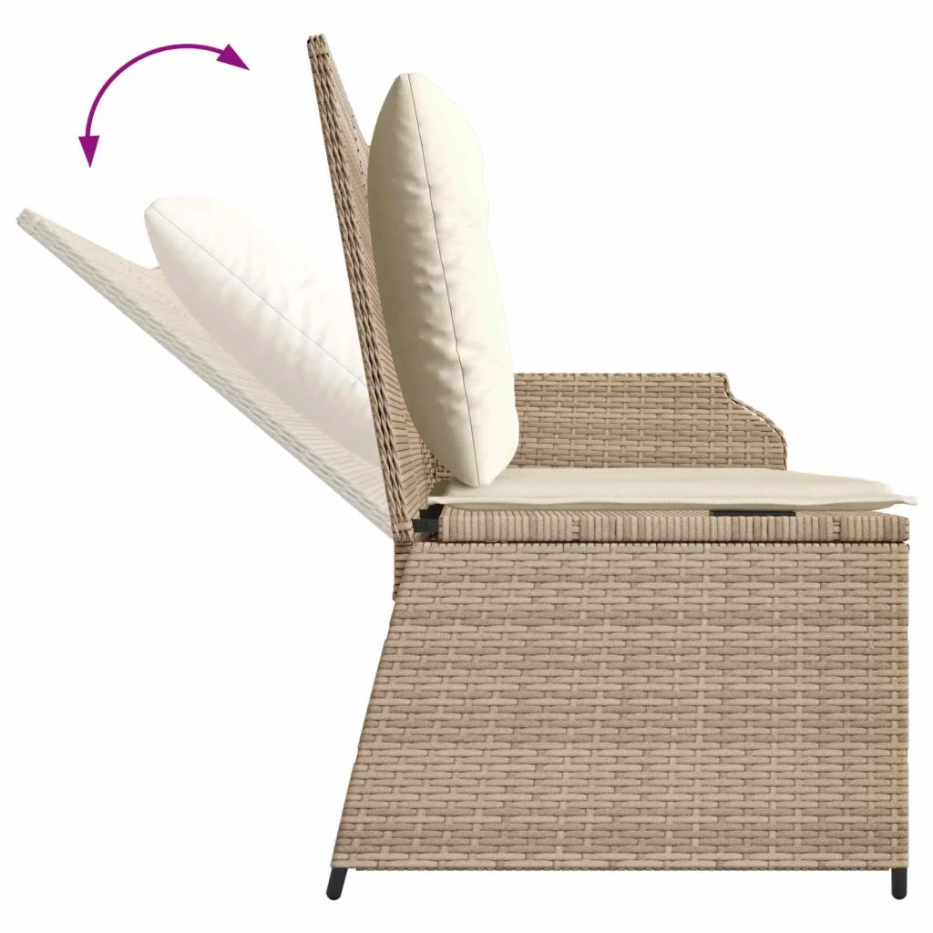 Panchina da giardino con cuscino Nero e Bianco Crema polyrattan 3394444