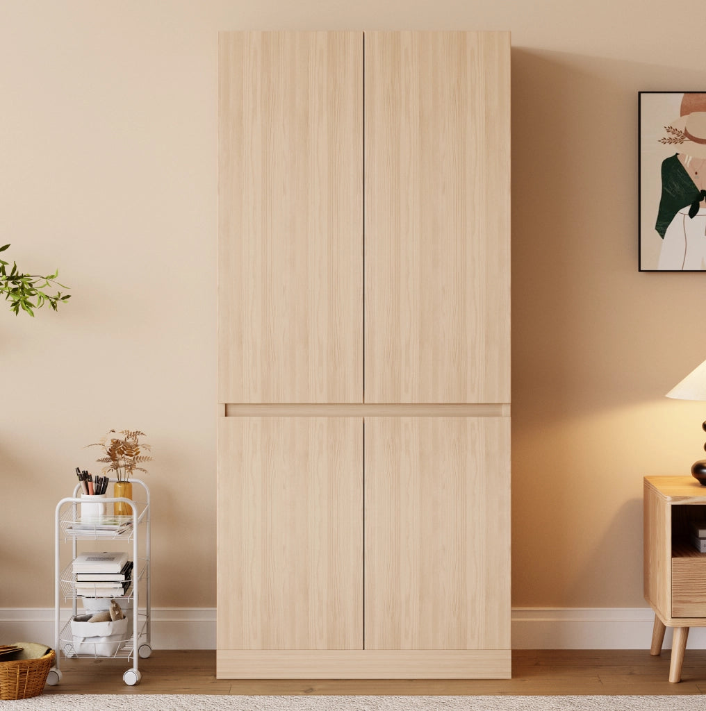Armadio a due ante 70 x 40 x 170 cm in legno colore naturale; con ampio spazio interno