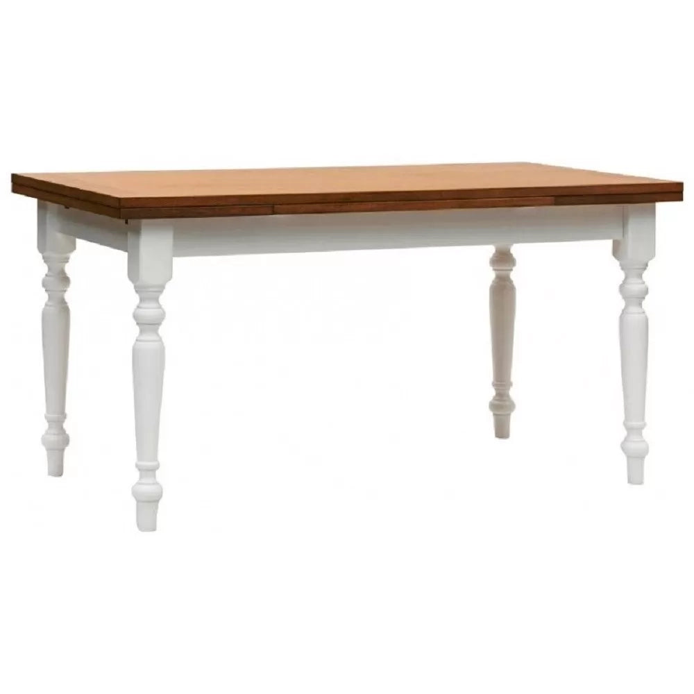 Tavolo da pranzo legno allungabile country chic piano rovere e bianco 90x90 libro (717) - Mobili 2G