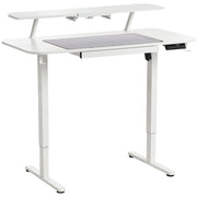 Scrivania elettrica regolabile Piano bianco Struttura e gambe in acciaio bianco 120 x 60 Stand and Sit Home Office Stand and Sit Tappetino per mouse Design scandinavo moderno