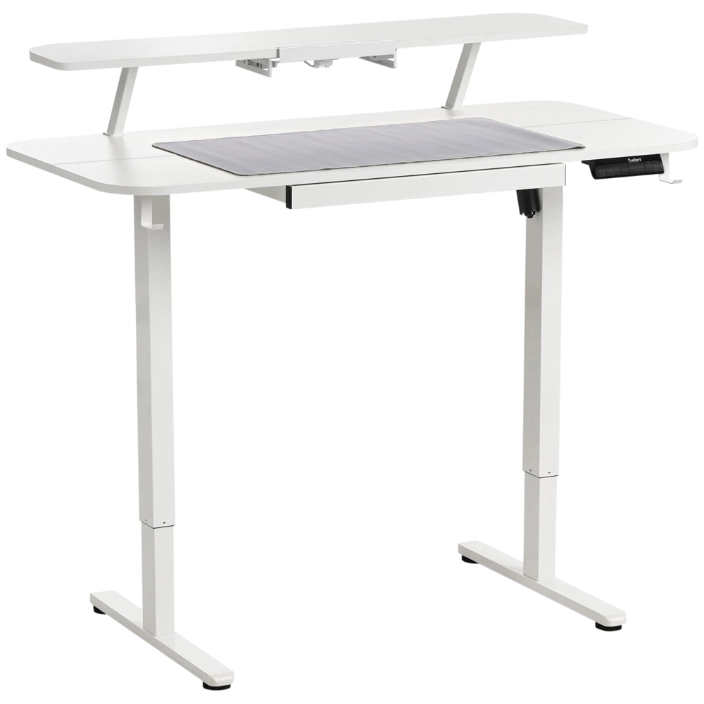 Scrivania elettrica regolabile Piano bianco Struttura e gambe in acciaio bianco 120 x 60 Stand and Sit Home Office Stand and Sit Tappetino per mouse Design scandinavo moderno