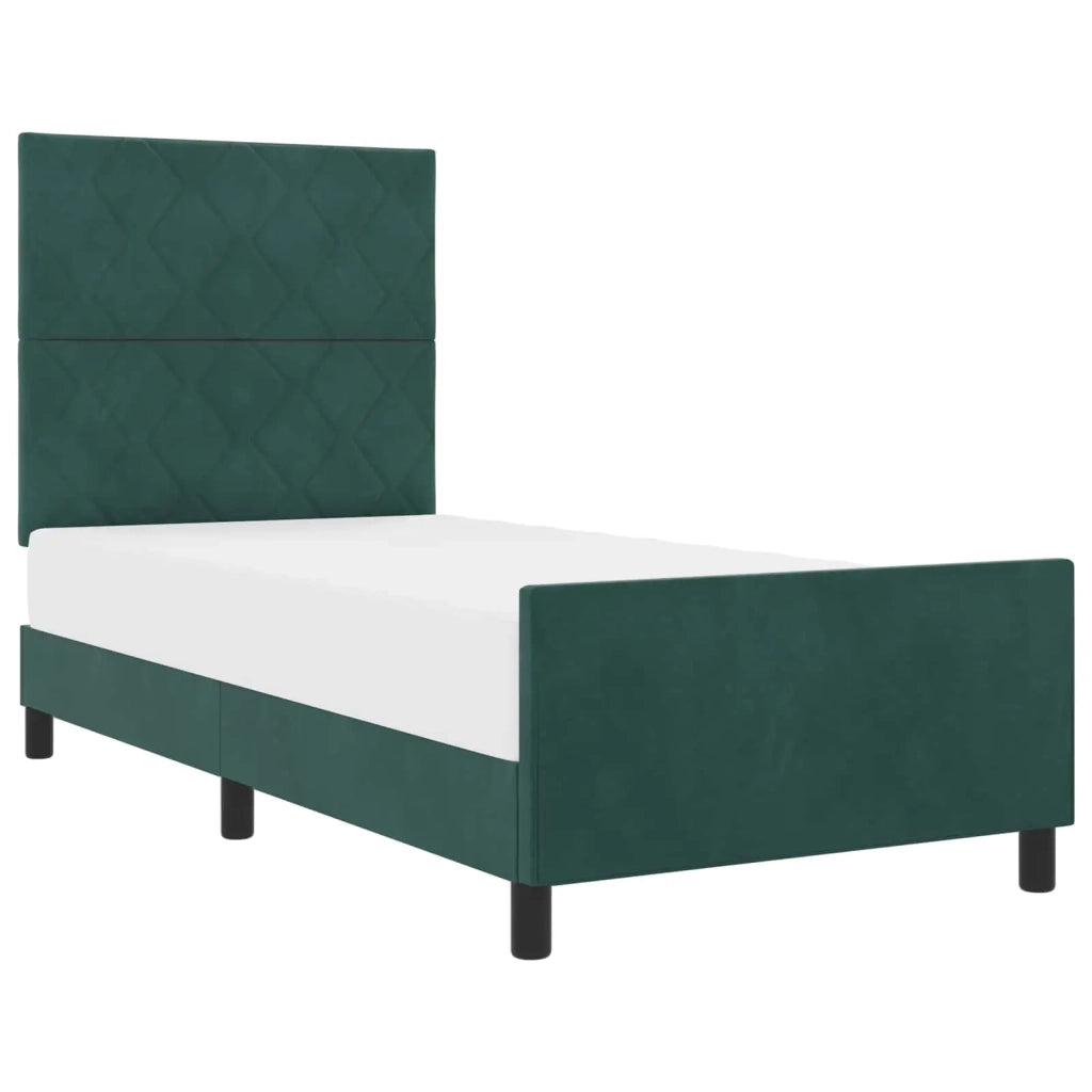 Letto a molle con testiera Verde Scuro 100 x 200 cm Velluto 3344990