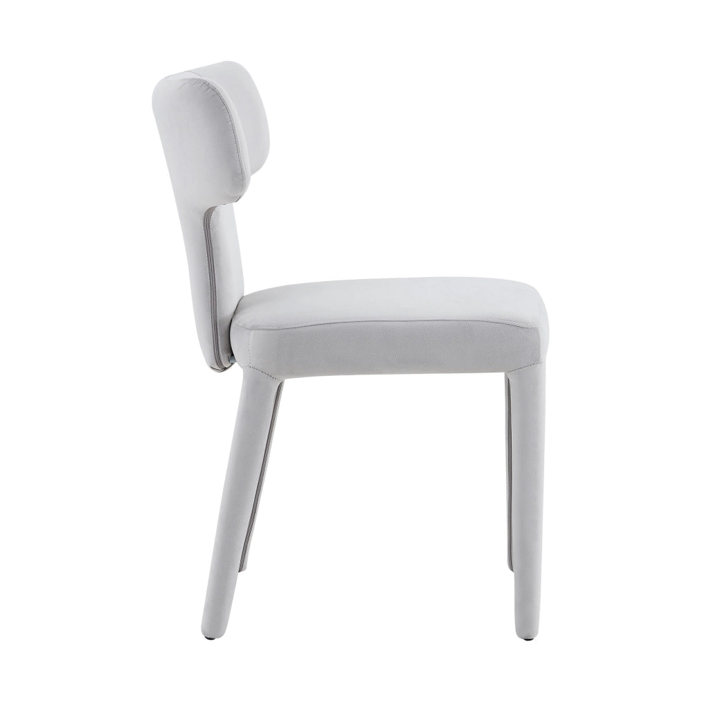 Set 2 Sedie da Pranzo Moderne in Tessuto Grigio Chiaro, con Schienale a T e Struttura in Metallo