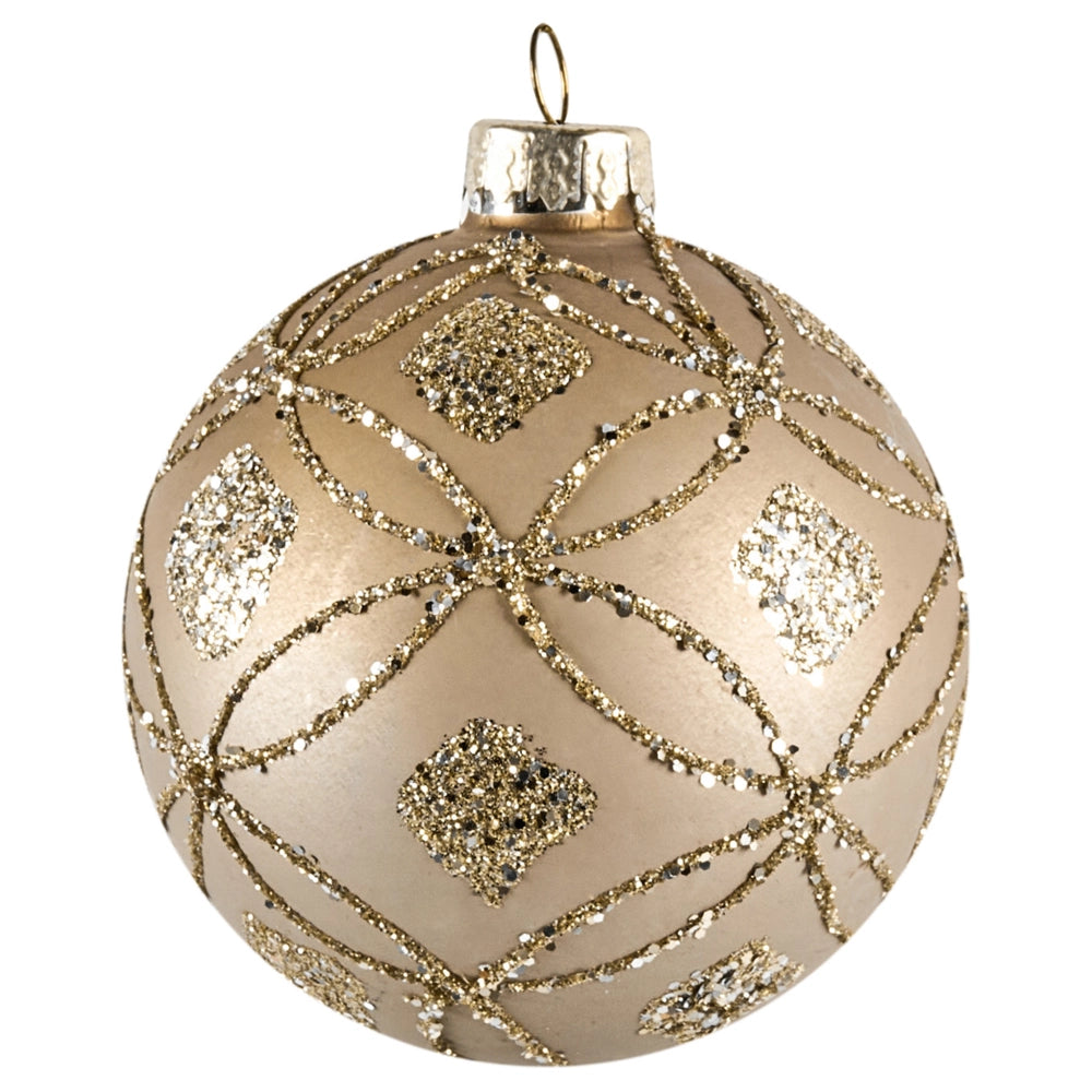 Set di 24 palline di Natale in vetro da appendere all'albero di Natale in stile tradizionale glamour color oro rosa
