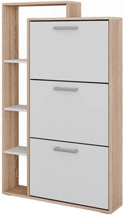 Scarpiera da ingresso Orlando, Bianco/Sonoma, 80 x 128.3 cm con 3 scomparti incernierati