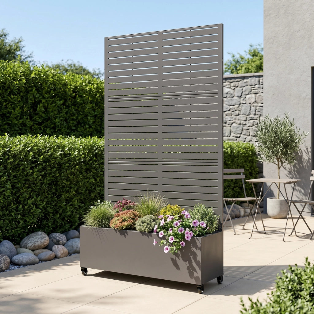 Fioriera con Spalliera Nodepp in Acciaio 190 x 82 x 38 cm - Grigio Antracite casa.pro