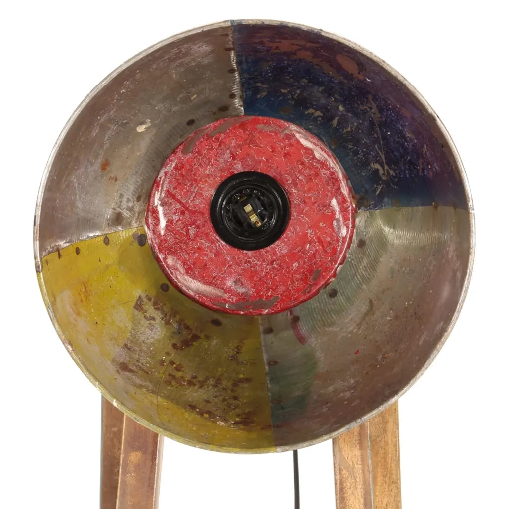 vidaXL Lampada da Terra Multicolore E27 in Legno Massello di Mango
