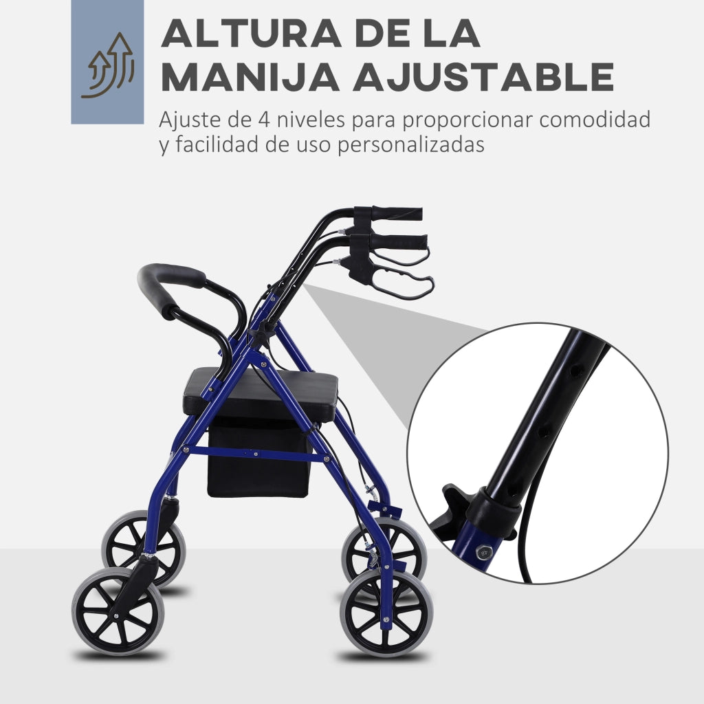 Poltrona Pieghevole con Almacenaje, Sedile e Freni ¨C Minimal ¨C 65x53x79-89 cm Blu e Nero