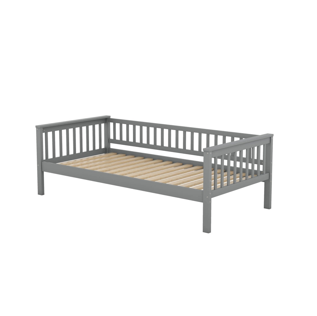 Letto a castello 90x200 cm trasformabile con 2 cassetti; sponde alte; legno e MDF grigio