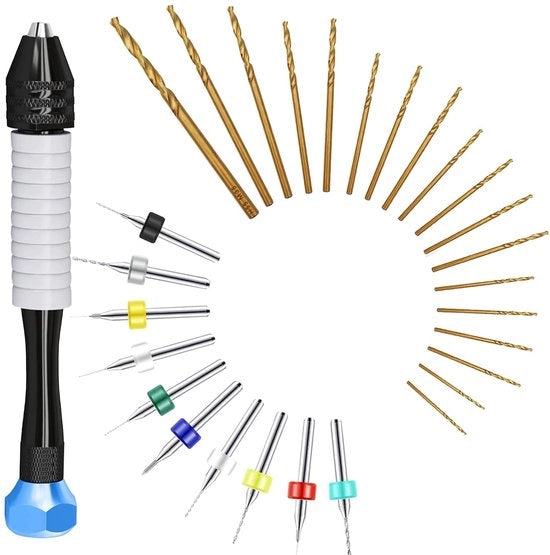 Set di foratura miniatura con punteruolo | Mini trapano - Trapano manuale con punteruolo, mini punzoni per avorio e resine plastiche | Kit DIY per gioielleria