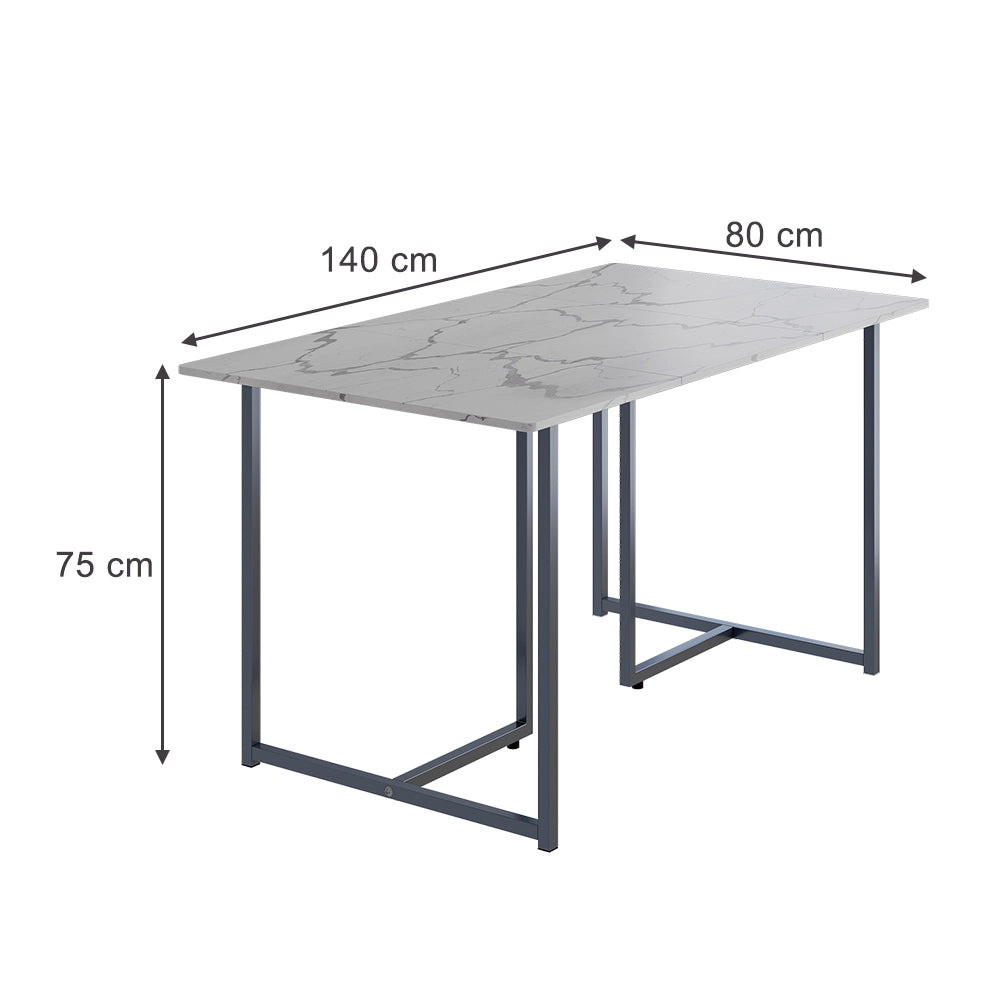 Vicco Tavolo da pranzo Grigio/marmo-bianco 140 x 80 cm