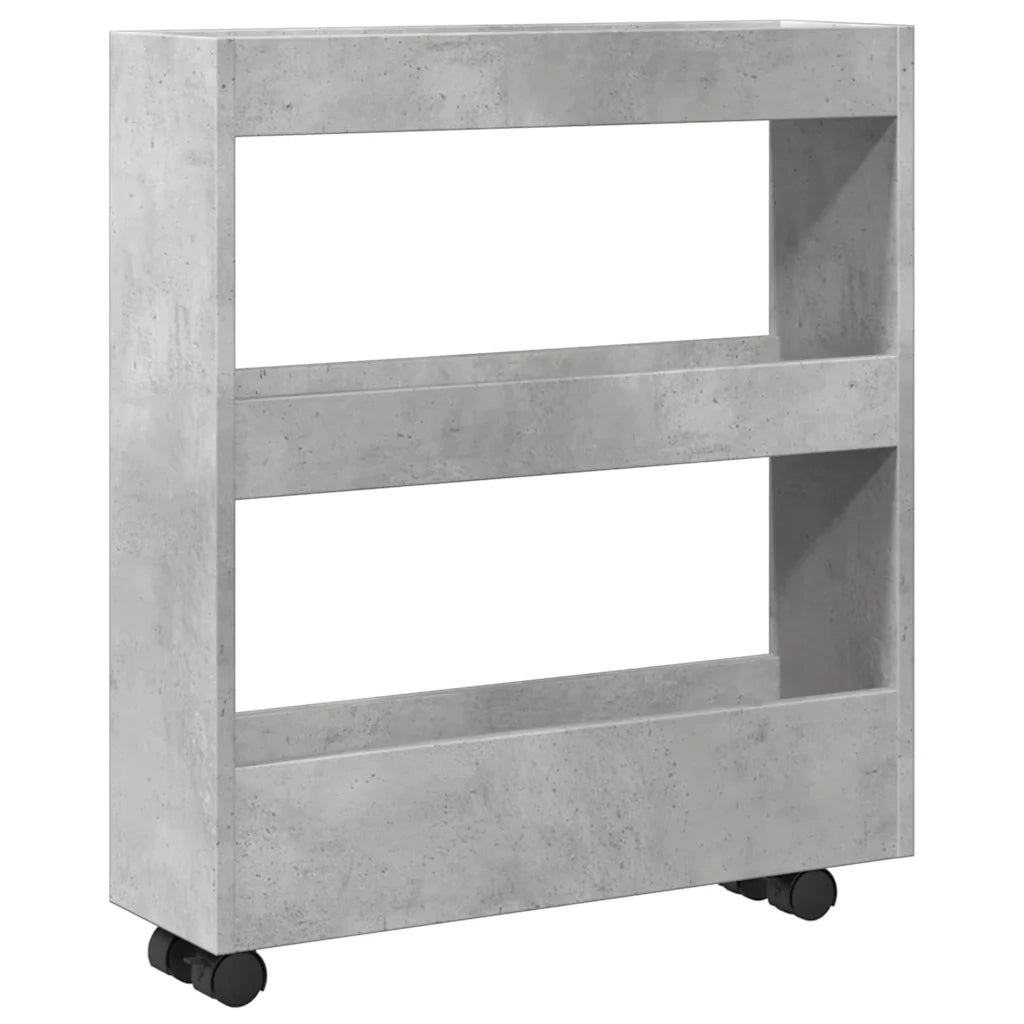 Carrello Stretto a 3 Livelli Grigio Cemento in Truciolato 855244