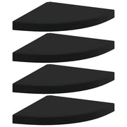 4 pz Scaffali Angolari a Parete | Mensola sospesa Neri 35x35x3,8 cm in MDF