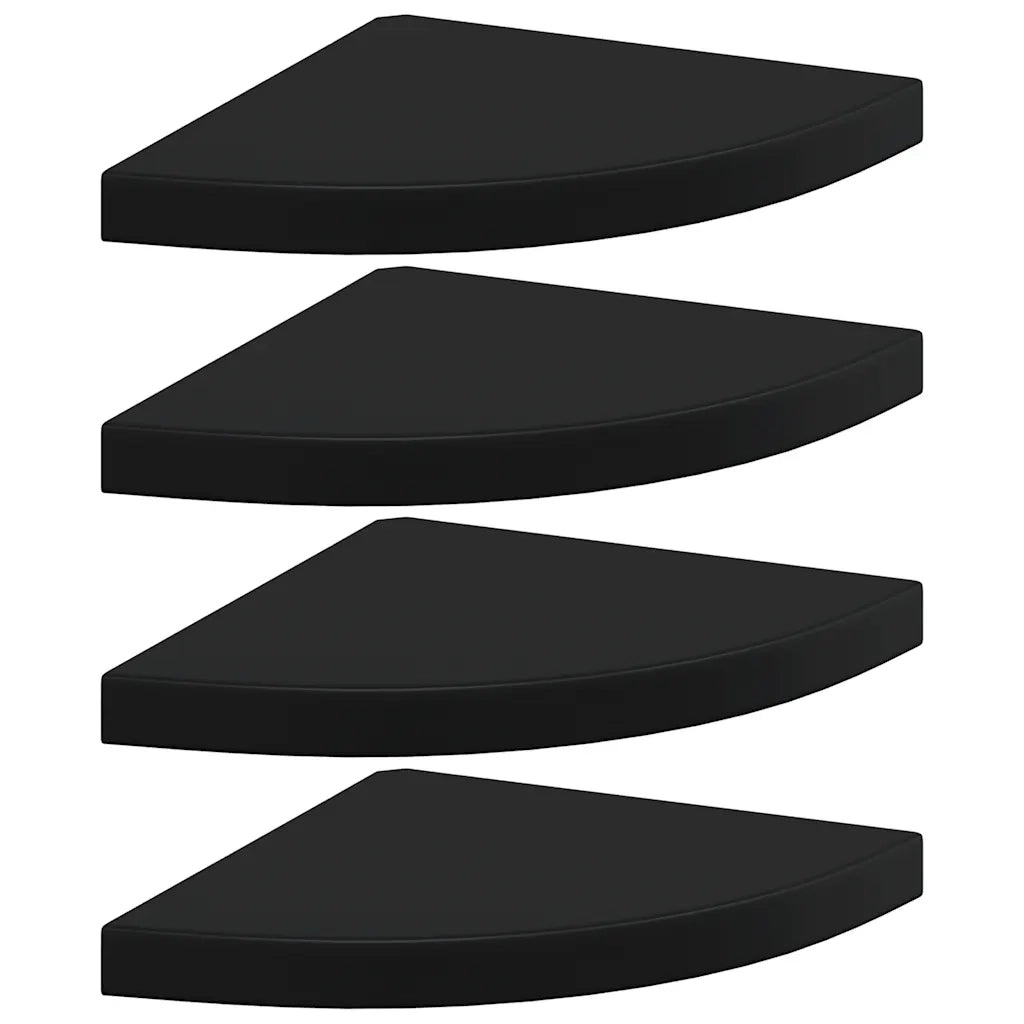 4 pz Scaffali Angolari a Parete | Mensola sospesa Neri 35x35x3,8 cm in MDF