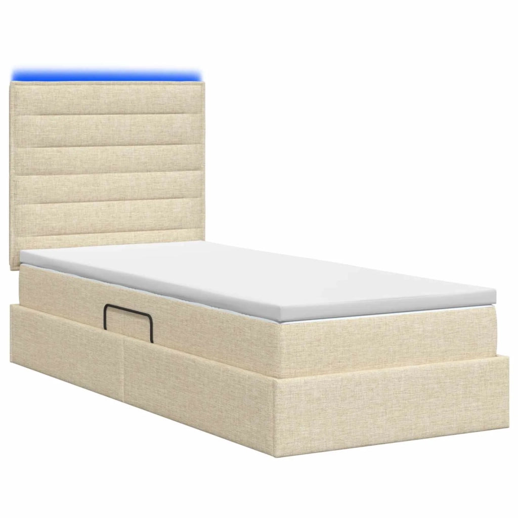 Letto con contenitore LED e materasso Crema 90 x 190 cm Tessuto 3459853