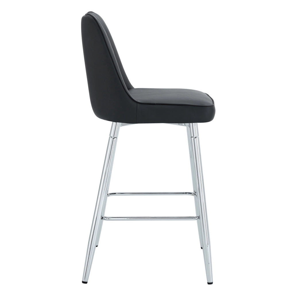 Set di 2 sgabelli da bar neri e argento in PU, H 100 cm
